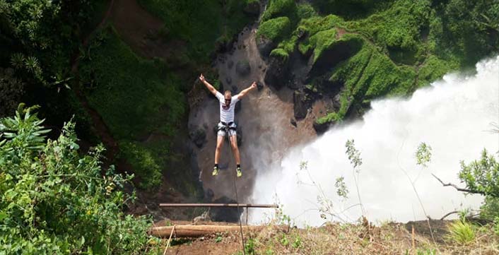 Abseiling down 